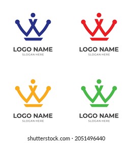 modern crown logo vector with line colorful style