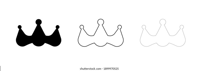 Modern Crown silhouette icon design template. Modern crown set in different thicknesses. Award icon on background for graphic and web design. Internet concept symbol for website button or mobile app.
