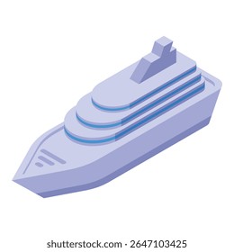 Modern cruise ship sailing on the ocean waves, isometric travel by water concept