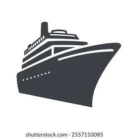 Modern Cruise Ship Silhouette Vector Illustration.