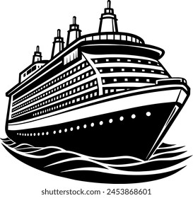         Modern Cruising Ship silhouette vector illustration.   
