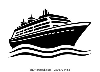         Modern Cruising Ship silhouette vector illustration.   
