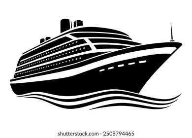         Ilustración vectorial moderna de la silueta del barco de crucero.   
