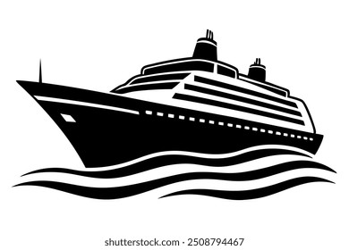         Modern Cruising Ship silhouette vector illustration.   
