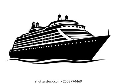         Modern Cruising Ship silhouette vector illustration.   
