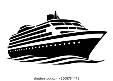         Ilustración vectorial moderna de la silueta del barco de crucero.   
