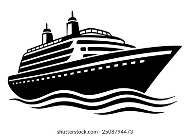         Moderno navio de cruzeiro silhueta vetor ilustração.   
