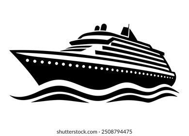         Ilustración vectorial moderna de la silueta del barco de crucero.   
