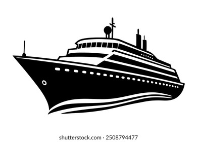         Ilustración vectorial moderna de la silueta del barco de crucero.   
