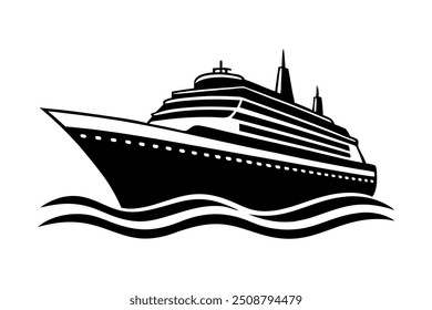         Ilustración vectorial moderna de la silueta del barco de crucero.   
