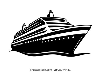         Ilustración vectorial moderna de la silueta del barco de crucero.   
