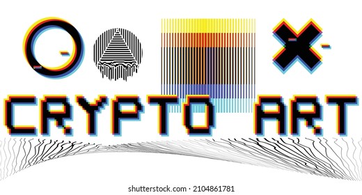 Modern crypto art background . Vector design logo . Abstract contemporary art . 