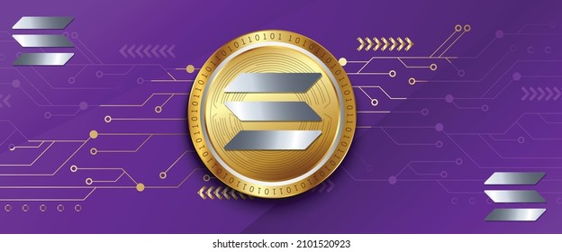 Modern crypto currency Solana (SOL) logo vector illustration in a technology background vector illustration. Can be used as poster, web banner, header, cover and marketing posters