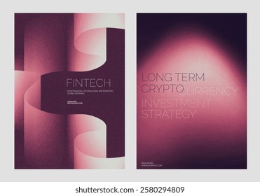 Modern crypto finance poster design set. Futuristic vector poster template set with abstract red gradient background design. Set of Futuristic poster templates, red gradient design