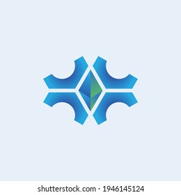 logotipo moderno de equipo de gema de cristal. editable y fácil de personalizar.