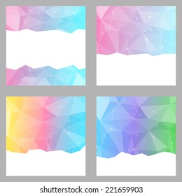 Modern crystal structure bright backgrounds set. Vector illustration
