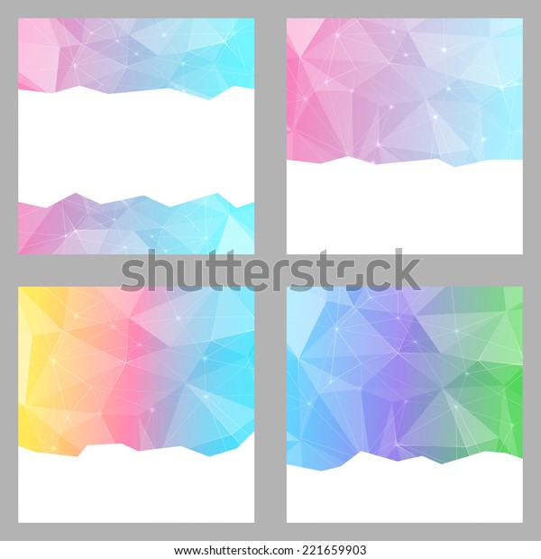 Modern crystal structure bright backgrounds\
set. Vector\
illustration