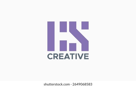 Moderno C+S Monograma Logo Design - Símbolo de tipografia geométrica para marcas criativas, estúdios ou agências - Negrito minimalista roxo e cinza Vetor marca de palavra