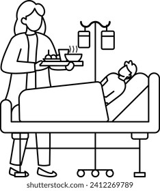 Modern CT Scan Machine Concept person monitoring during mri Vector outline Design, Medical and Healthcare Scene Symbol, Diseases Diagnostic Sign, Doctor and Patient Characters Stock Illustration