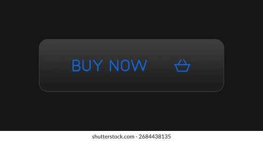 Botão CTA moderno com brilho, "Comprar agora" texto, ícone do carrinho, efeito 3D, elemento de interface do usuário da Web para landing pages, aplicativos móveis ou banners.