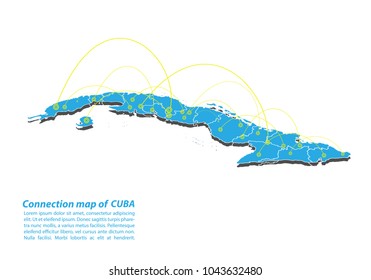 Moderno diseño de red de conexiones cuba Map, Mejor Concepto de Internet de cuba map negocio de la serie de conceptos, punto de mapa y composición de línea. Mapa informativo. Ilustración vectorial.