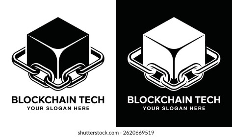 Modern cube and chain link logo representing blockchain security and decentralized technology for crypto and Web3 solutions - Powered by Shutterstock - Get 15% off with code: PIKWIZARD15