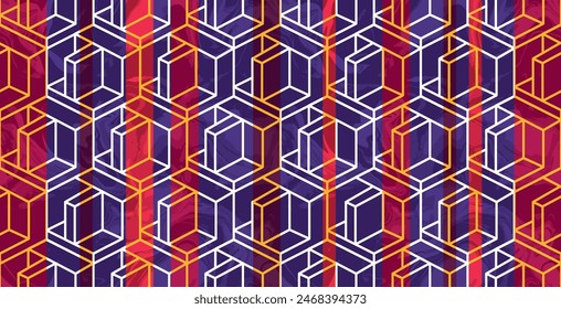 Modern cube and diamond geometric seamless pattern