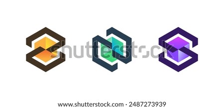 Modern cube logo icons template