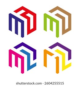 Modern cube logo. Isometric colorful shape. Geometric perspective icon. Vector 3D symbol.