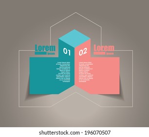 Banner de opciones modernas de estilo origami de cubo