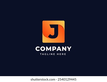 Forma de cubo moderno en el concepto de diseño de logotipo de letra J. Letra inicial J con diseño de logotipo de forma cuadrada. Símbolo geométrico cuadrado para la identidad empresarial Corporativa. Ilustración del logotipo del Vector del alfabeto