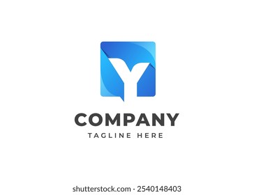 Modern Cube Shape on Letter Y Logo Design Concept. Initial Letter Y with Square Shape Logo Design. Square Geometric Symbol for Corporate Business Identity. Alphabet Vector Logo Illustration