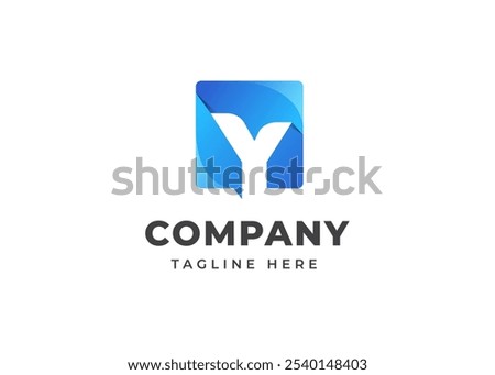 Modern Cube Shape on Letter Y Logo Design Concept. Initial Letter Y with Square Shape Logo Design. Square Geometric Symbol for Corporate Business Identity. Alphabet Vector Logo Illustration