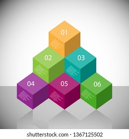 Modern cubes infographics 10 options banner for business processes, workflow, diagram, flowcharts
