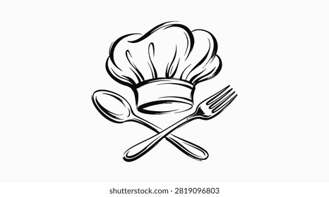 Modern culinary emblem ideal for upscale dining and cafe branding.