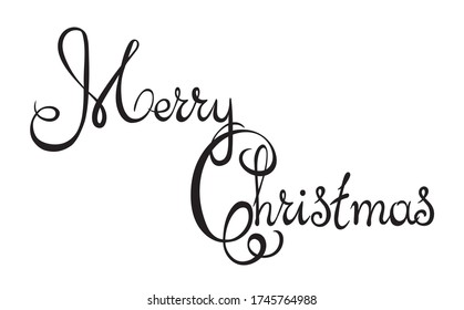 Modern curl cursive day script write title decor flat element paper backdrop. Line black ink brush pen paint winter new year logo icon emblem stamp sketch in retro artist doodle print cartoon style