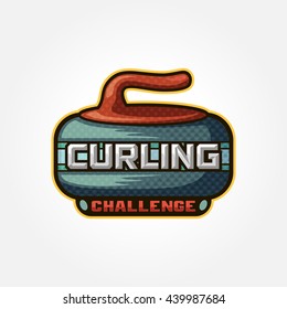 Modern Curling sport logo. Vector illustration.