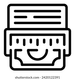 Modernes Währungsdetektor-Symbol, Umriss-Vektorgrafik. Kontrollgerät. Steuergerät