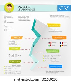 Modern Curriculum Vitae - Cv, Resume, Biography, Colorful Labels, Text, Icons