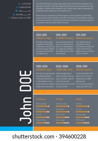 Modern curriculum vitae resume cv template with simplistic elements