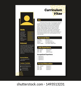 Modern Curriculum Vitae template design in black with sense of elegant and luxurious 