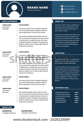 Modern curriculum vitae, template, minimalist