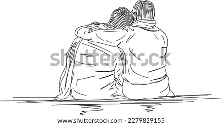 The Modern Curse of Aging: A Back View Illustration, The Hidden Pain of Aging: A Rear View Sketch, The Weight of Solitude: A Sketch from the Back, Depicting the Isolation of the Elderly