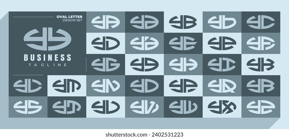 Modern curve ellipse letter Y YY logo design bundle