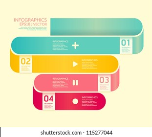 Modern  Curve soft color Design template  / can be used for infographics / numbered banners / horizontal cutout lines / graphic or website layout vector/Horizontal