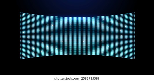 Modern curved LED display with vibrant blue lights and high-tech appeal, perfect for digital showcases and visual innovation