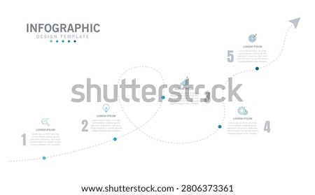 Modern Curved Roadmap Infographic Template with Five Step Business Process Timeline and Growth Journey Design