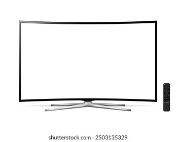 Modern curved TV with blank screen mockup