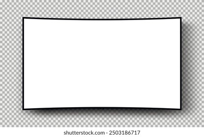 Modern curved TV with blank screen mockup