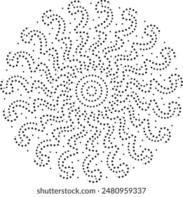 Modern Curvy Black Dotted Central Design Element.